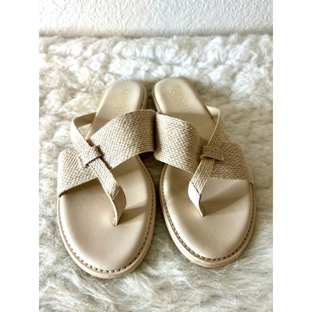 Franco Sarto Womens Jenice Leather Slip On Thong Sandals Size 9M